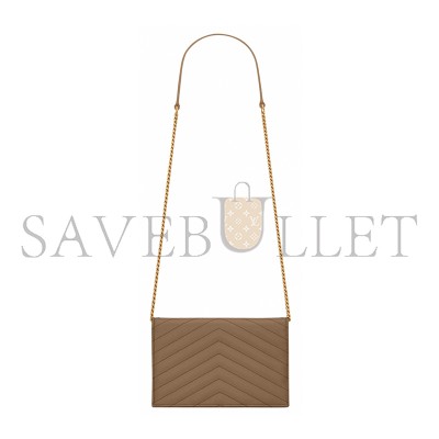YSL CASSANDRE ENVELOPE CHAIN WALLET IN GRAIN DE POUDRE LEATHER 742920BOW012346 (19*12.5*3.5cm)
