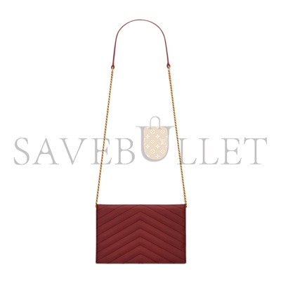 YSL CASSANDRE ENVELOPE CHAIN WALLET IN GRAIN DE POUDRE LEATHER 695108BOW016008 (19*12.5*3.5cm)