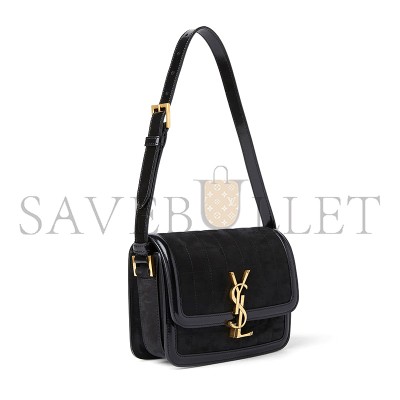YSL SOLFERINO SMALL IN QUILTED NUBUCK SUEDE AND BRUSHED LEATHER 739139AABR91000 (18.5*14*6cm)