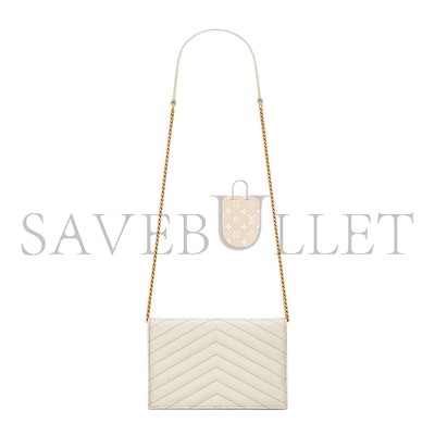 YSL CASSANDRE ENVELOPE CHAIN WALLET IN GRAIN DE POUDRE LEATHER 742920BOW019207 (19*12.5*3.5cm)