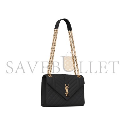 YSL ENVELOPE MEDIUM IN QUILTED GRAIN DE POUDRE EMBOSSED LEATHER 600185BOW911000 (24*17.5*6cm)