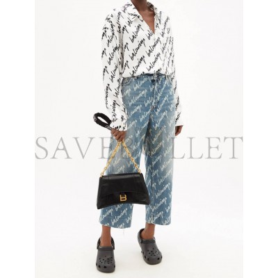 BALENCIAGA BLACK DOWNTOWN S CHAIN-HANDLE LEATHER SHOULDER BAG MATCHESFASHION US (28.5*17.5*10.1cm)