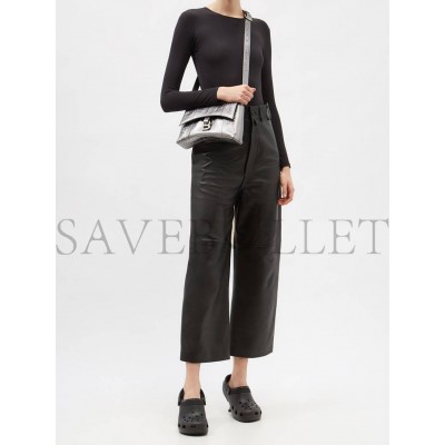 BALENCIAGA METALLIC DOWNTOWN XS CROC-EFFECT LEATHER CROSS-BODY BAG MATCHESFASHION US (27*16.5*5.5cm)