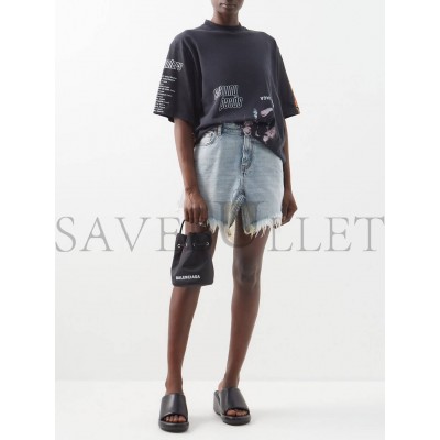 BALENCIAGA BLACK WHEEL XS CANVAS BUCKET BAG MATCHESFASHION US (19*14.2*14.2cm)