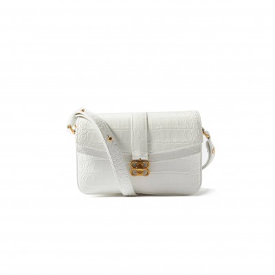 BALENCIAGA WHITE LADY FLAP S CROCODILE-EFFECT SHOULDER BAG MATCHESFASHION US (21.8*14.2*8.8cm)