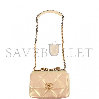CHANEL MEDIUM 19 FLAP BAG ROSE IRIDESCENT CALFSKIN MIXED HARDWARE (25*16*9cm)