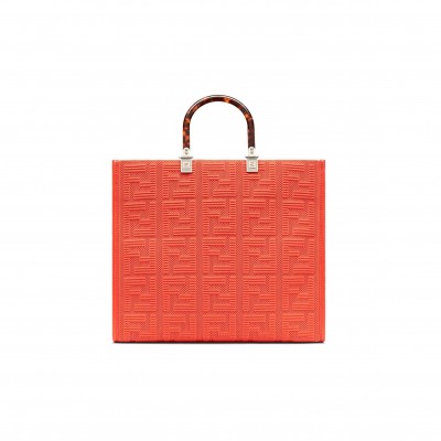FENDI SUNSHINE MEDIUM - RED FF FABRIC SHOPPER 8BH386AHWCF0PG3 (35*31*17cm)