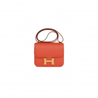 HERMES CONSTANCE 18 ORANGE SWIFT GOLD HARDWARE 39867983593566 (18cm)