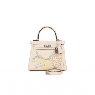 HERMES KELLY RETOURNE 25 IN & OUT NATA SWIFT PALLADIUM HARDWARE HANDMADE(25*17*7cm)