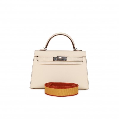 HERMES MINI KELLY SELLIER 20 NATA EPSOM PALLADIUM HARDWARE (19*12*5.5cm)