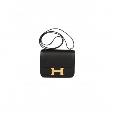 HERMES CONSTANCE 18 BLACK EPSOM GOLD HARDWARE (18cm)