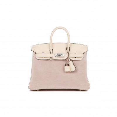 HERMES BIRKIN 25 GLYCINE GRIZZLY AND NATA SWIFT PALLADIUM HARDWARE (25cm)