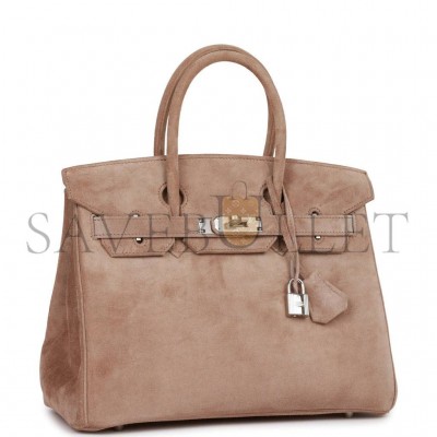 HERMES VINTAGE HERMES BIRKIN 30 GRIS PERLE DOBLIS PALLADIUM HARDWARE (30*22*16cm)