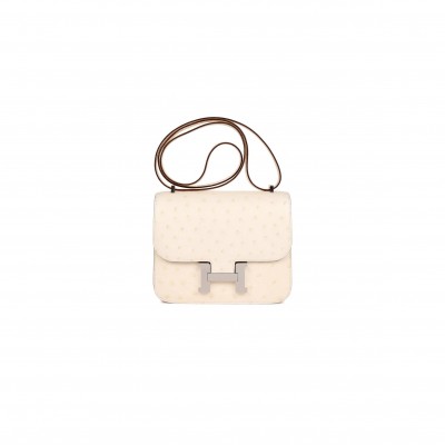 HERMES CONSTANCE 18 NATA OSTRICH PALLADIUM HARDWARE 39857367875678 (18cm)