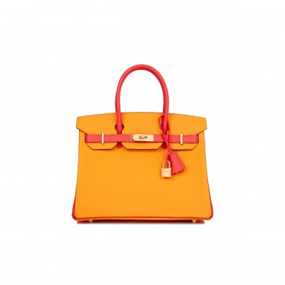 HERMES SPECIAL ORDER (HSS) BIRKIN 30 JAUNE D'OR AND ROSE JAIPUR EPSOM BRUSHED GOLD HARDWARE ( 30cm*22*16cm)
