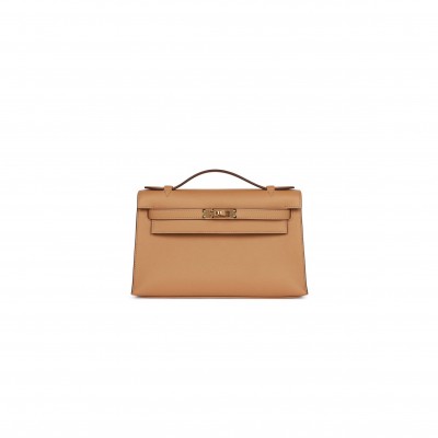 HERMES KELLY POCHETTE BISCUIT SWIFT GOLD HARDWARE  (22*12*13cm)