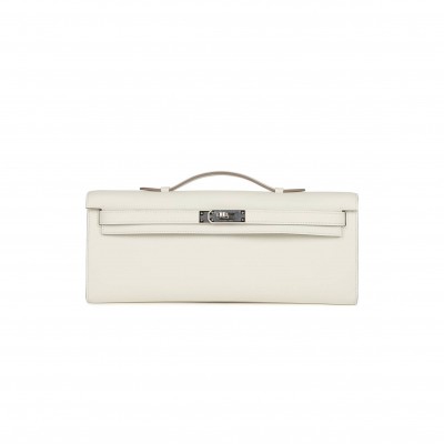 HERMES KELLY CUT MUSHROOM SWIFT PALLADIUM HARDWARE (30*12*3cm)