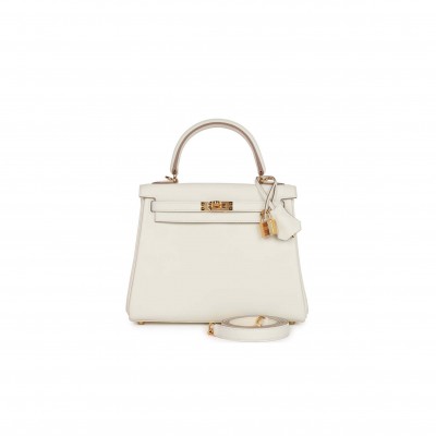 HERMES KELLY RETOURNE 25 MUSHROOM SWIFT GOLD HARDWARE HANDMADE (25*17*7cm)