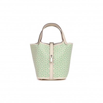 HERMES PICOTIN LOCK 18 LUCKY DAISY NATA SWIFT PALLADIUM HARDWARE (18*13*18cm)