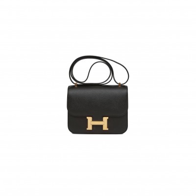 HERMES CONSTANCE 18 BLACK EPSOM GOLD HARDWARE (18cm)