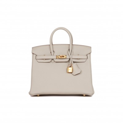 HERMES BIRKIN 25 BETON TOGO GOLD HARDWARE HANDMADE(25*19*12cm)