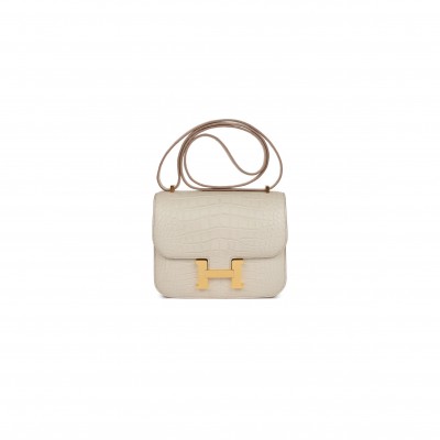 HERMES CONSTANCE 18 BETON MATTE ALLIGATOR GOLD HARDWARE (18cm)