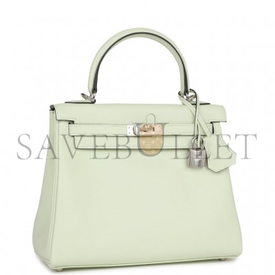 HERMES KELLY RETOURNE 25 VERT FIZZ SWIFT PALLADIUM HARDWARE HANDMADE (25*17*7cm)