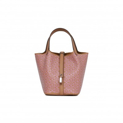 HERMES PICOTIN LOCK 18 LUCKY DAISY CHAI SWIFT PALLADIUM HARDWARE (18*13*18cm)