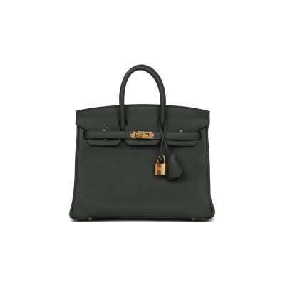 HERMES BIRKIN 25 VERT FONCE TOGO GOLD HARDWARE HANDMADE (25cm)