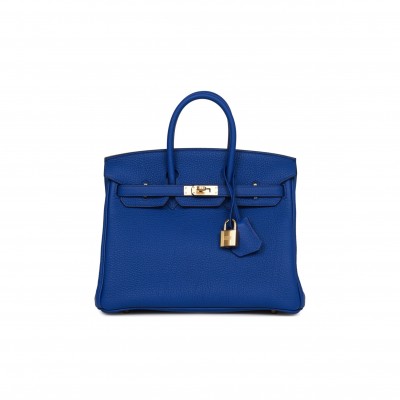 HERMES BIRKIN 25 BLEU ROYAL TOGO GOLD HARDWARE HANDMADE  (25cm)