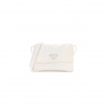 PRADA RE-NYLON SMALL PADDED SHOULDER BAG WHITE (23*16*11cm)