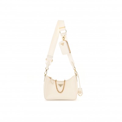 PRADA SAFFIANO RE-EDITION 2005 SHOULDER BAG WHITE (23*17*6cm)