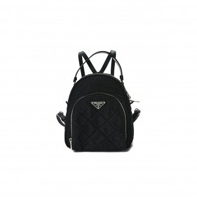 PRADA NYLON TESSUTO IMPUNTU QUILTED BACKPACK BLACK (23*23*11cm)