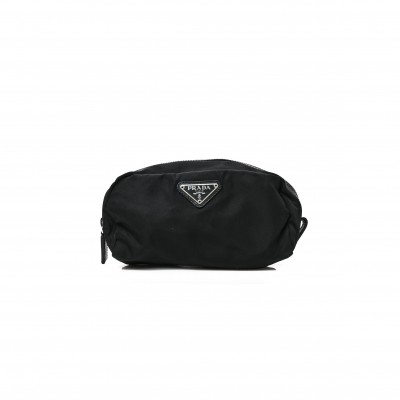 PRADA TESSUTO NYLON SAFFIANO POUCH BLACK (26*13*11cm)