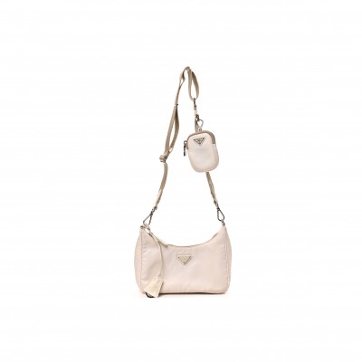 PRADA NYLON RE-EDITION 2005 SHOULDER BAG WHITE (22*13*8cm)