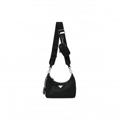 PRADA NYLON RE-EDITION 2005 SHOULDER BAG BLACK (22*11*6cm)