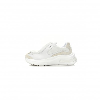 PRADA SPAZZOLATO ROIS BIKE FABRIC MENS SNEAKERS 10 WHITE