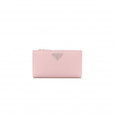 PRADA SAFFIANO TRIANGLE CONTINENTAL ZIP WALLET ALABASTER (16*9*2cm)