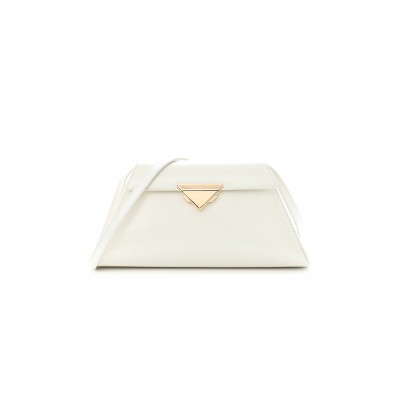 PRADA SPAZZOLATO FLAP SHOULDER BAG WHITE (29*14*6cm)