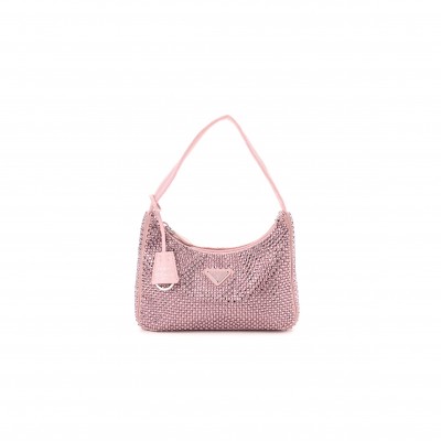PRADA SATIN CRYSTAL MINI RE-EDITION 2000 BAG ALABASTRO (23*17*6cm)