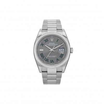 ROLEX STAINLESS STEEL 36MM OYSTER PERPETUAL WIMBLEDON DATEJUST WATCH SLATE 126200