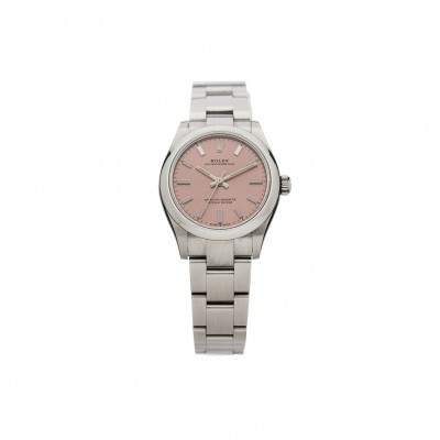ROLEX STAINLESS STEEL 31MM OYSTER PERPETUAL WATCH PINK 277200