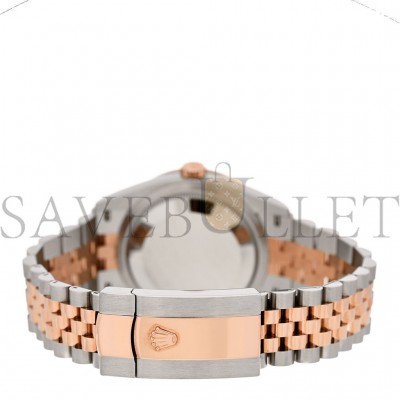 ROLEX STAINLESS STEEL 18K EVEROSE GOLD DIAMOND BEZEL 36MM OYSTER PERPETUAL DATEJUST WATCH BLACK 126281RBR