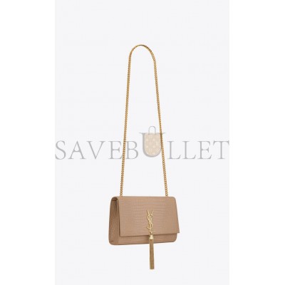 YSL KATE MEDIUM CHAIN BAG WITH TASSEL IN CROCODILE-EMBOSSED SHINY LEATHER 354119DND0J2721 (24*14.5*5.5cm)