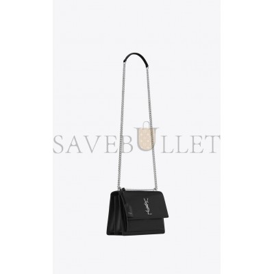 YSL SUNSET MEDIUM CHAIN BAG IN SMOOTH LEATHER 442906D420N1000 (22*16*6.5cm)