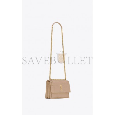 YSL SUNSET MEDIUM CHAIN BAG IN CROCODILE-EMBOSSED SHINY LEATHER 442906DND0J2721 (22*16*6.5cm)
