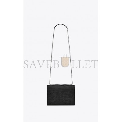 YSL SUNSET MEDIUM CHAIN GAB IN CROCODILE-EMBOSSED SHINY LEATHER 442906DND0N1000 (22*16*6.5cm)