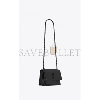 YSL SUNSET MEDIUM CHAIN BAG IN CROCODILE-EMBOSSED SHINY LEATHER 442906DND0U1000 (22*16*6.5cm)