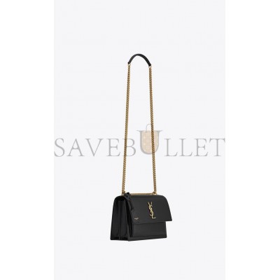 YSL SUNSET MEDIUM CHAIN BAG IN COATED BARK LEATHER 442906H3Z0W1000 (22*16*6.5cm)