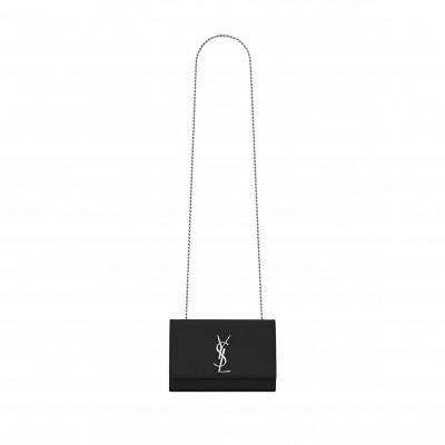 YSL KATE SMALL CHAIN BAG IN GRAIN DE POUDRE EMBOSSED LEATHER 469390BOW0N1000 (20*12.5*5cm)